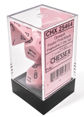 Chessex Dice: 7 Set Polyhedral Opaque Pastel Pink Black CHX25464